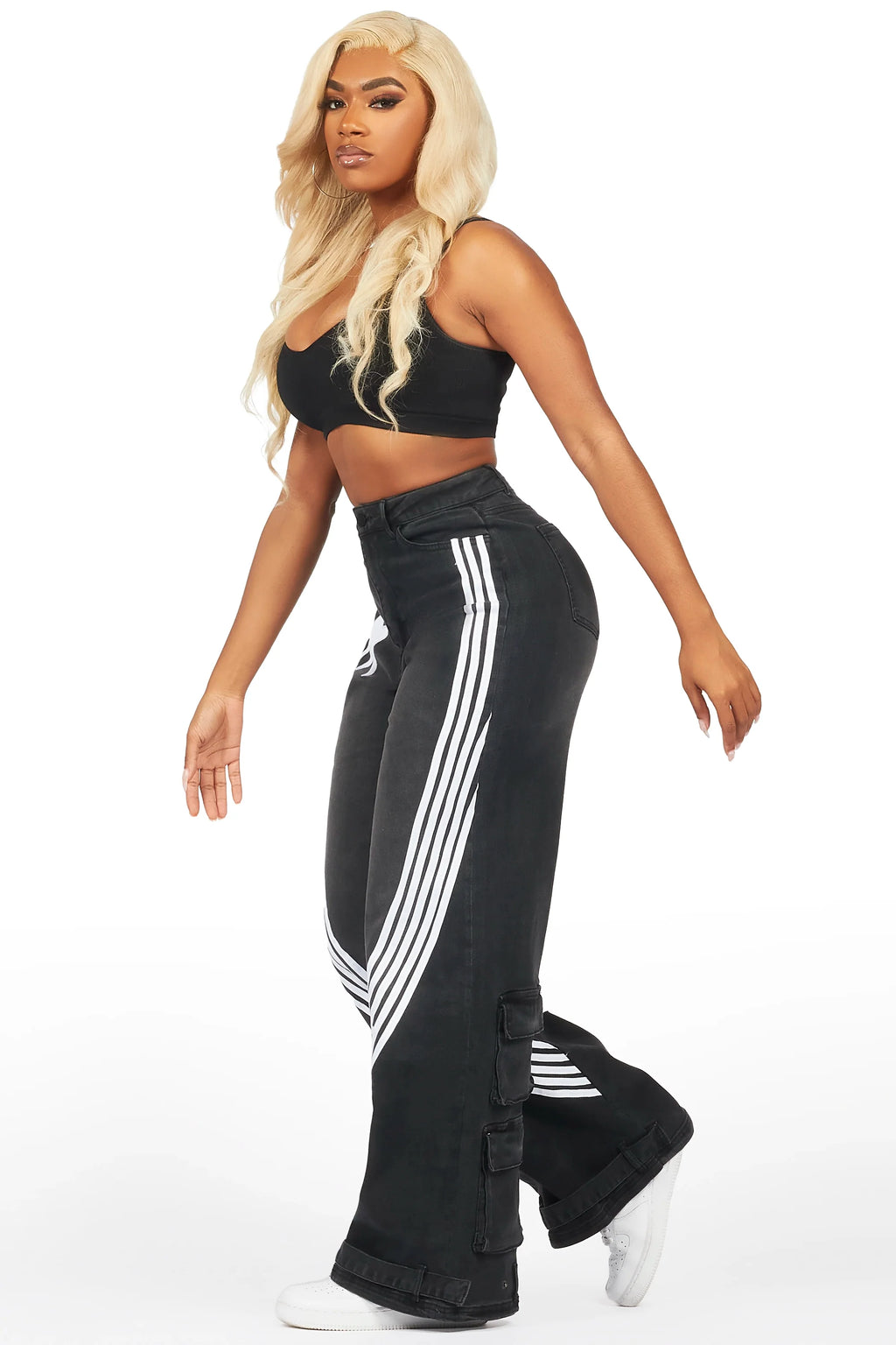 Bryana Black Wash Wide Leg Jean