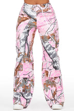 Precious Pink Tree Camo Baggy Stacked Jean