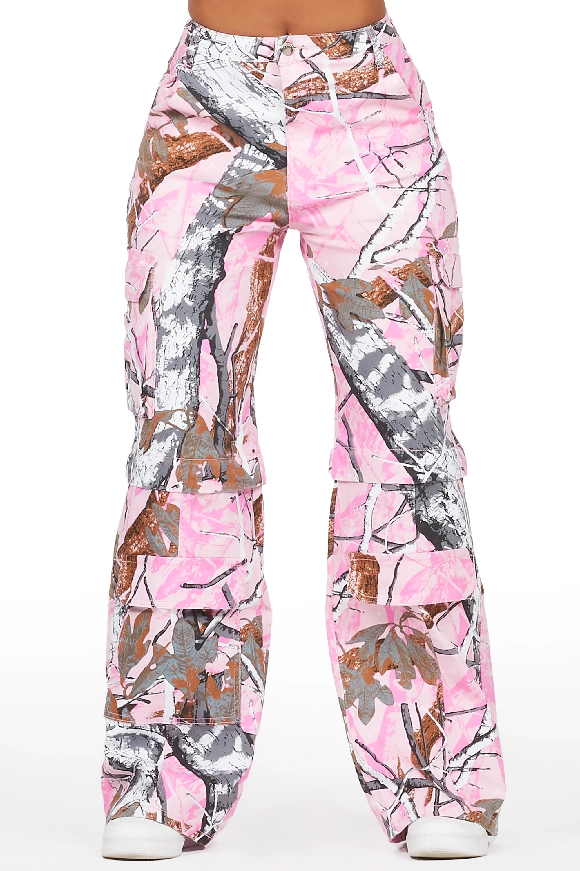 Precious Pink Tree Camo Baggy Stacked Jean