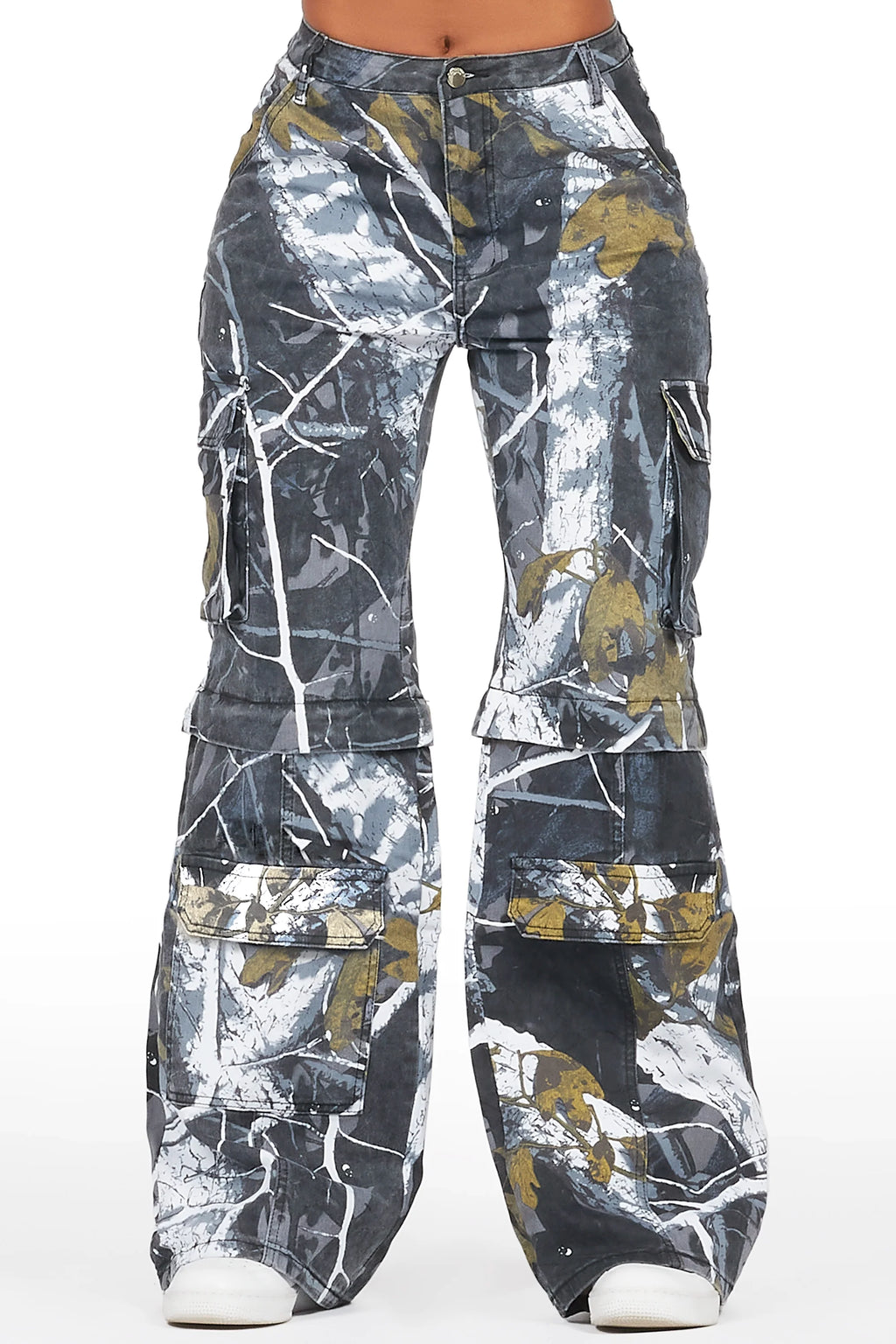 Precious Black Tree Camo Baggy Stacked Jean