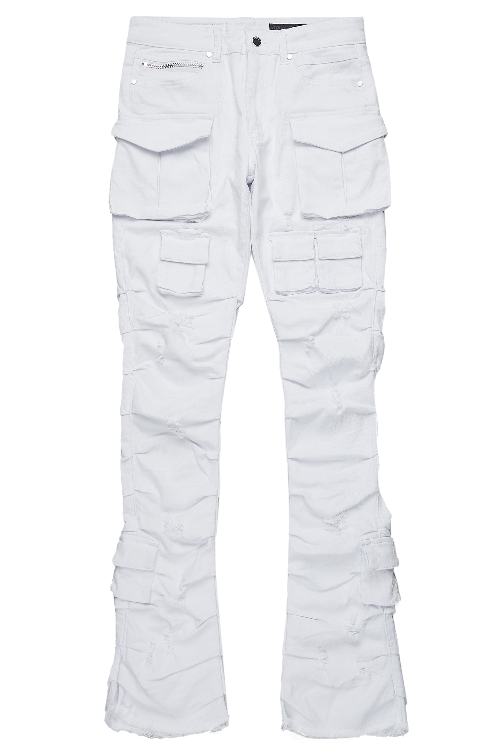 Gentry White Stacked Flare Jean