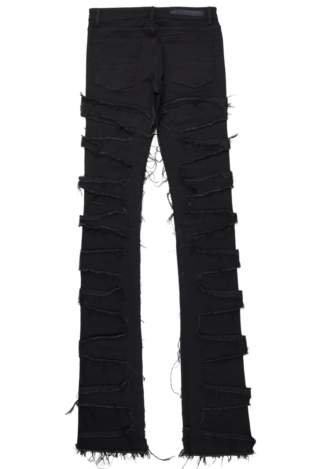 Gideon Black/Green Super Stacked Flare Jean