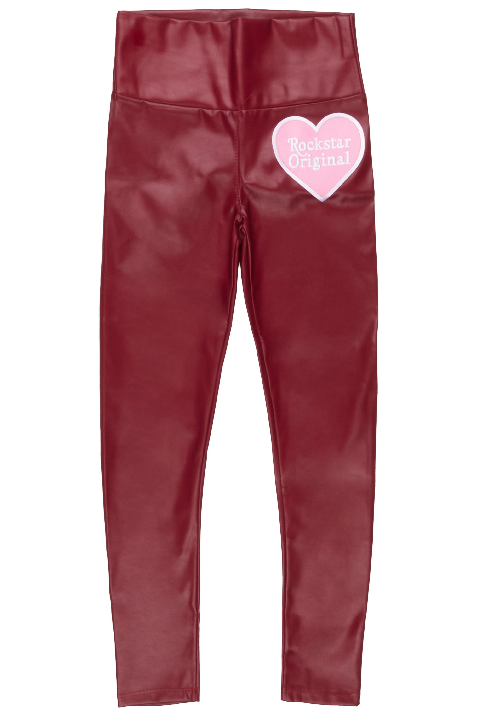 Girls Leilani Burgundy Faux Leather Leggings