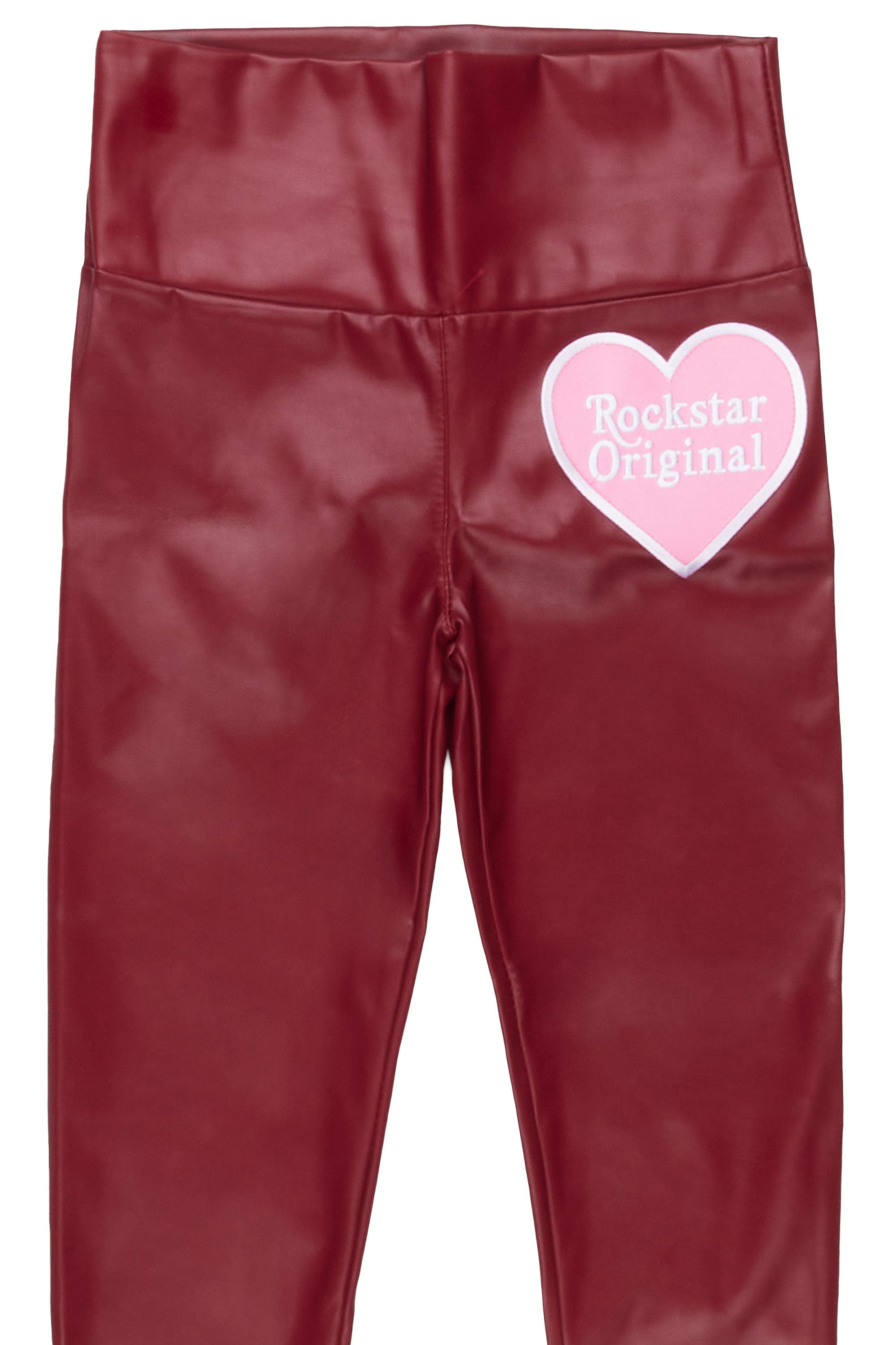 Girls Leilani Burgundy Faux Leather Leggings