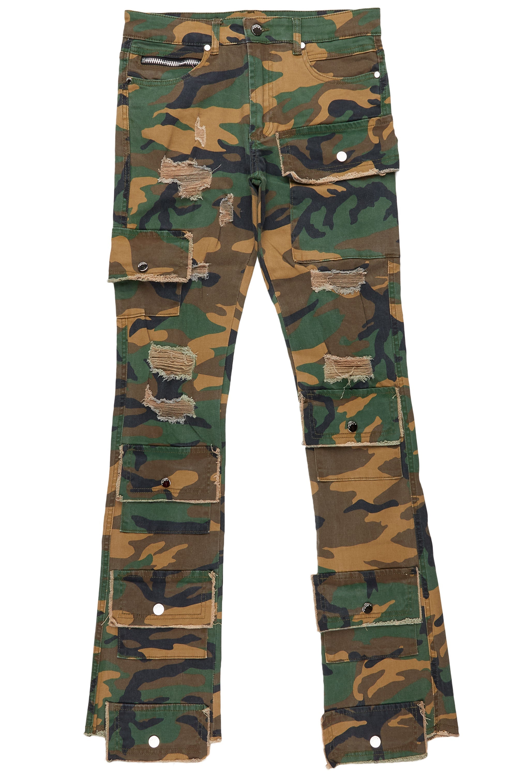 Glenn Camo Green Stacked Flare Jean