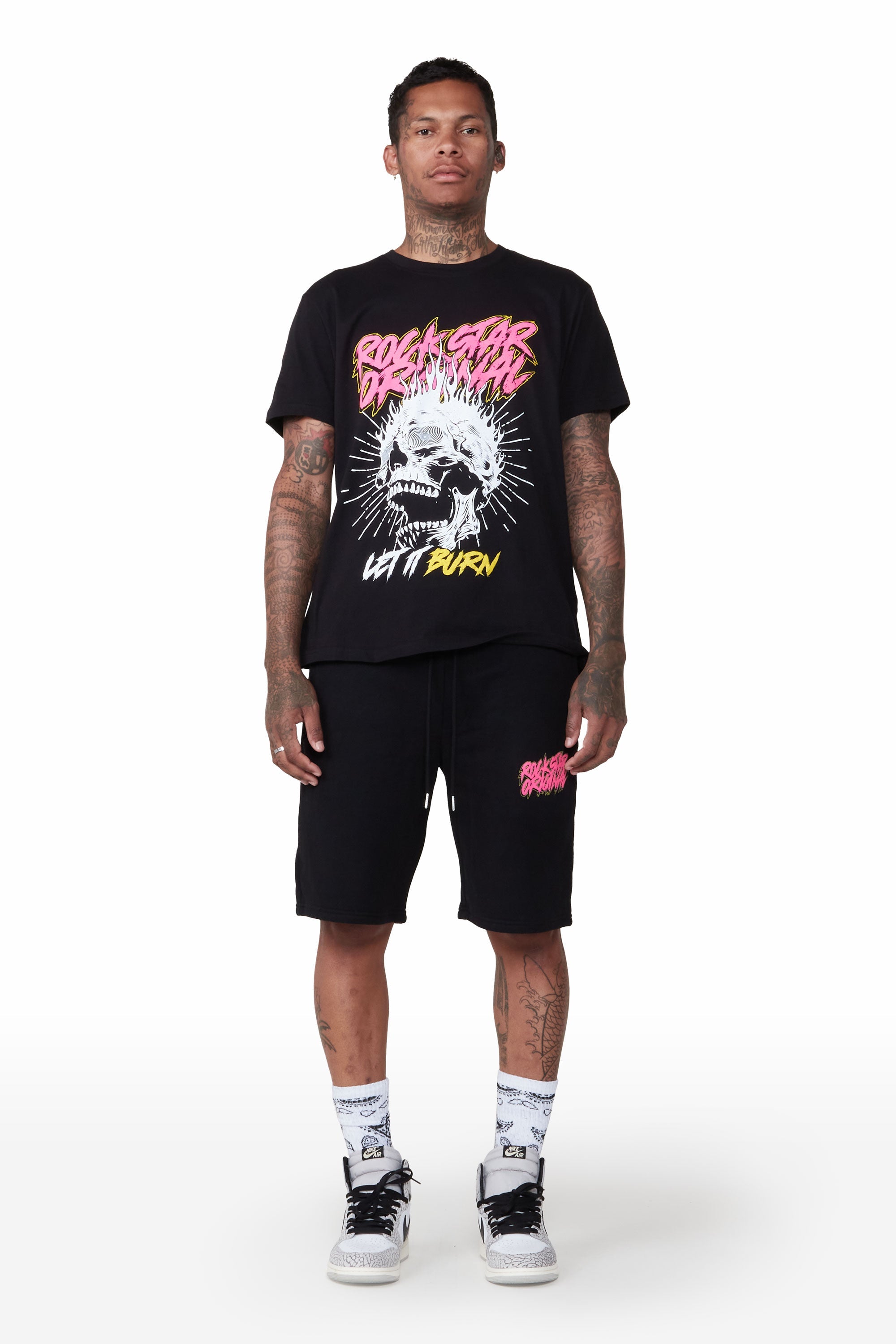 Zev Black Graphic T-Shirt Short Set