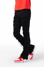 Waylon Jet Black Stacked Flare Jean