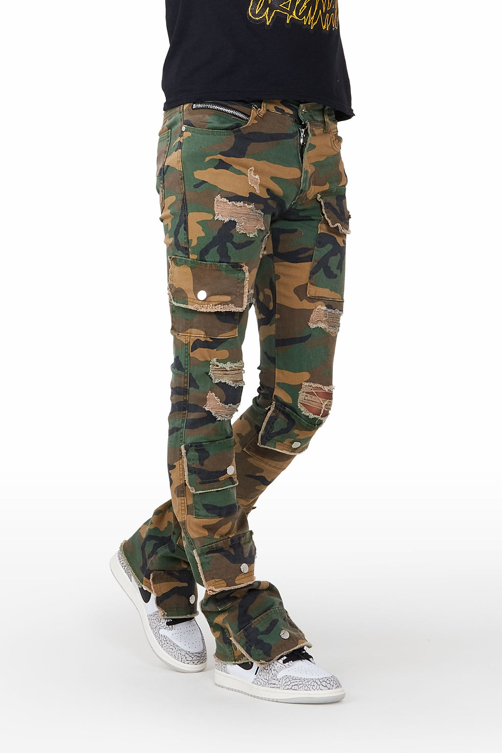 Glenn Camo Green Stacked Flare Jean