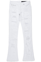 Holibert White Stacked Flare Jean
