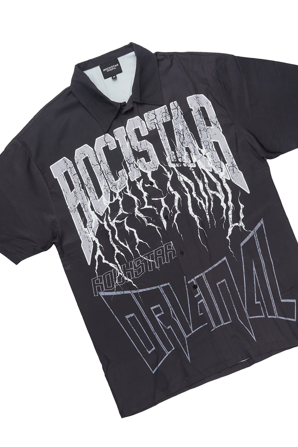 Hustle Black Button Down Short Set