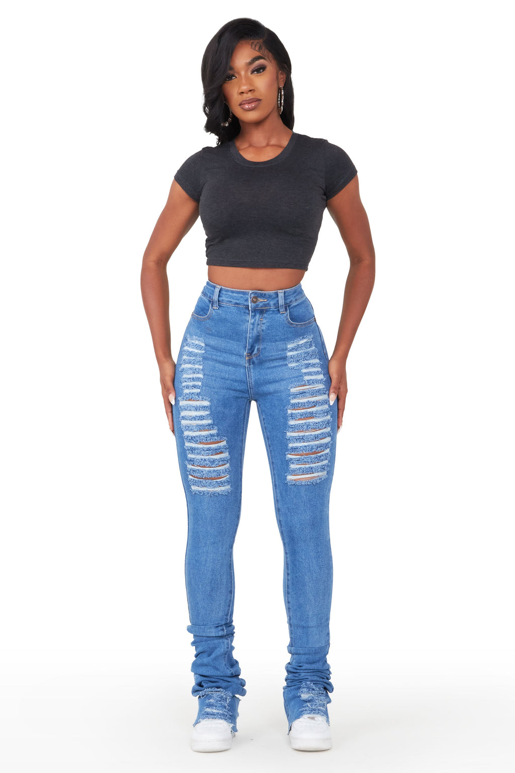 Isla Medium Wash Super Stacked Jean