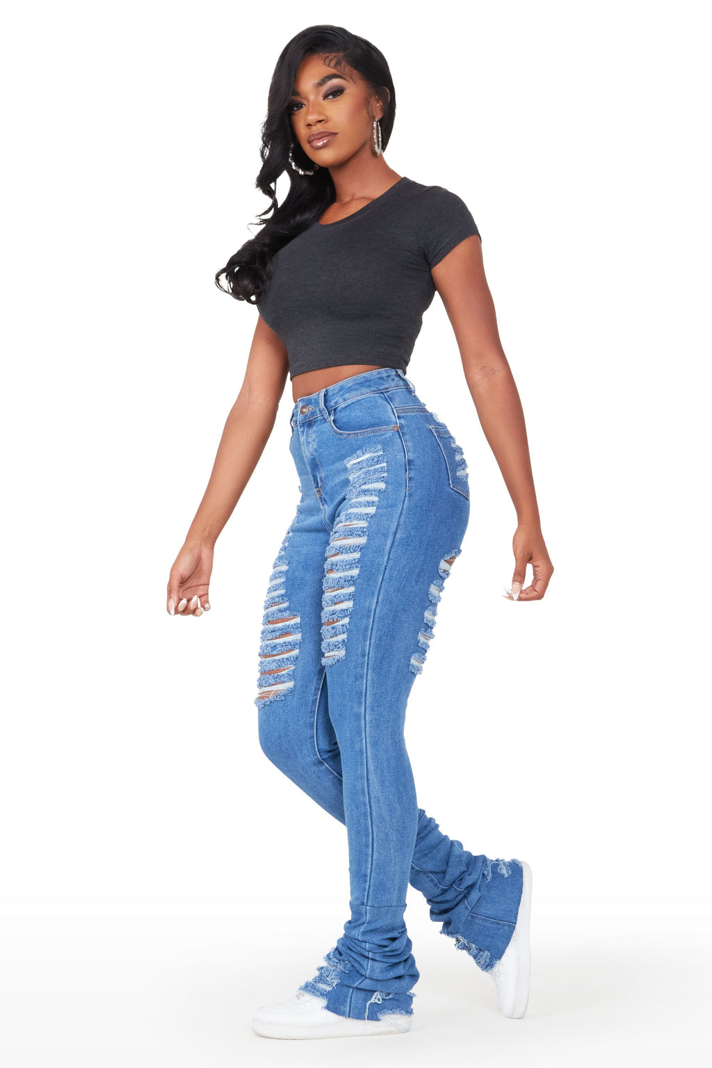 Isla Medium Wash Super Stacked Jean