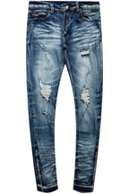 Jaymes Dark Blue Stacked Flare Jean