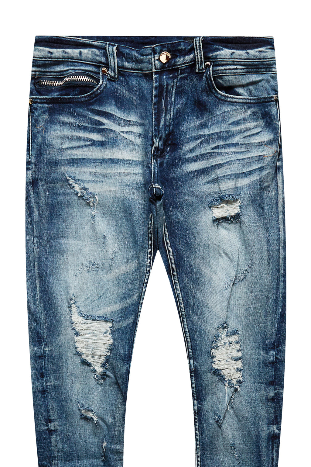 Jaymes Dark Blue Stacked Flare Jean