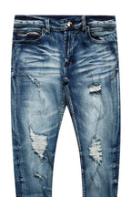 Jaymes Dark Blue Stacked Flare Jean