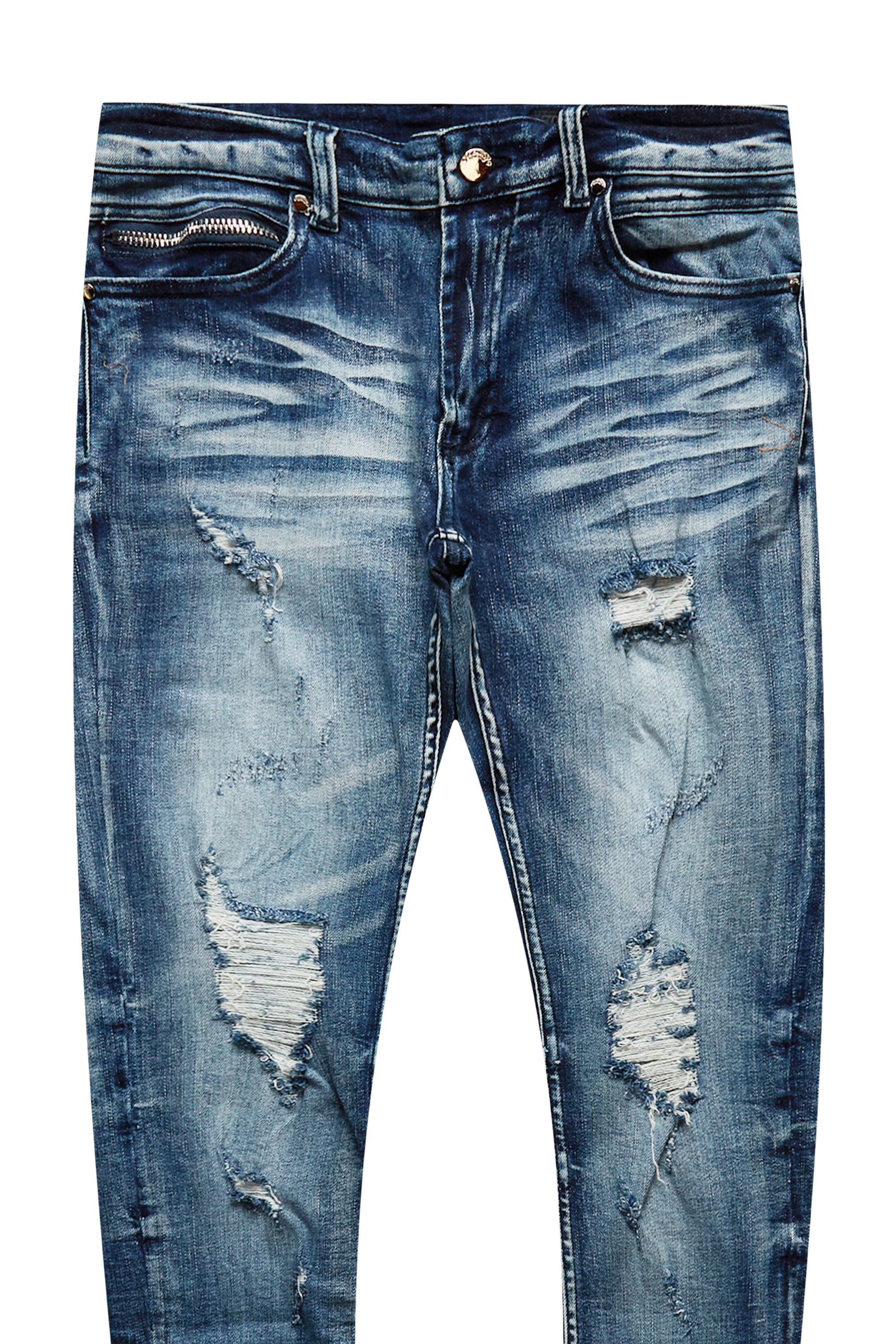 Jaymes Dark Blue Stacked Flare Jean