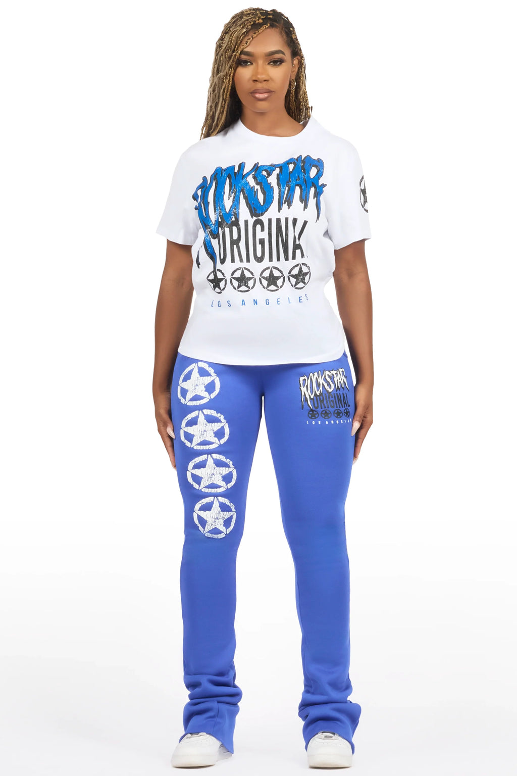 Diandra White/Royal Blue T-Shirt Track Set