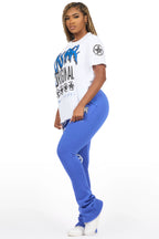 Diandra White/Royal Blue T-Shirt Track Set