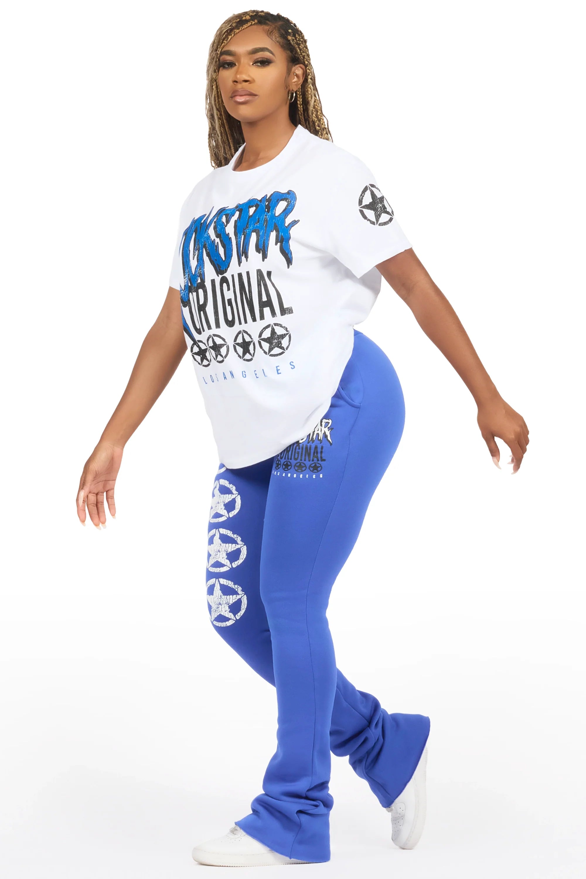 Diandra White/Royal Blue T-Shirt Track Set