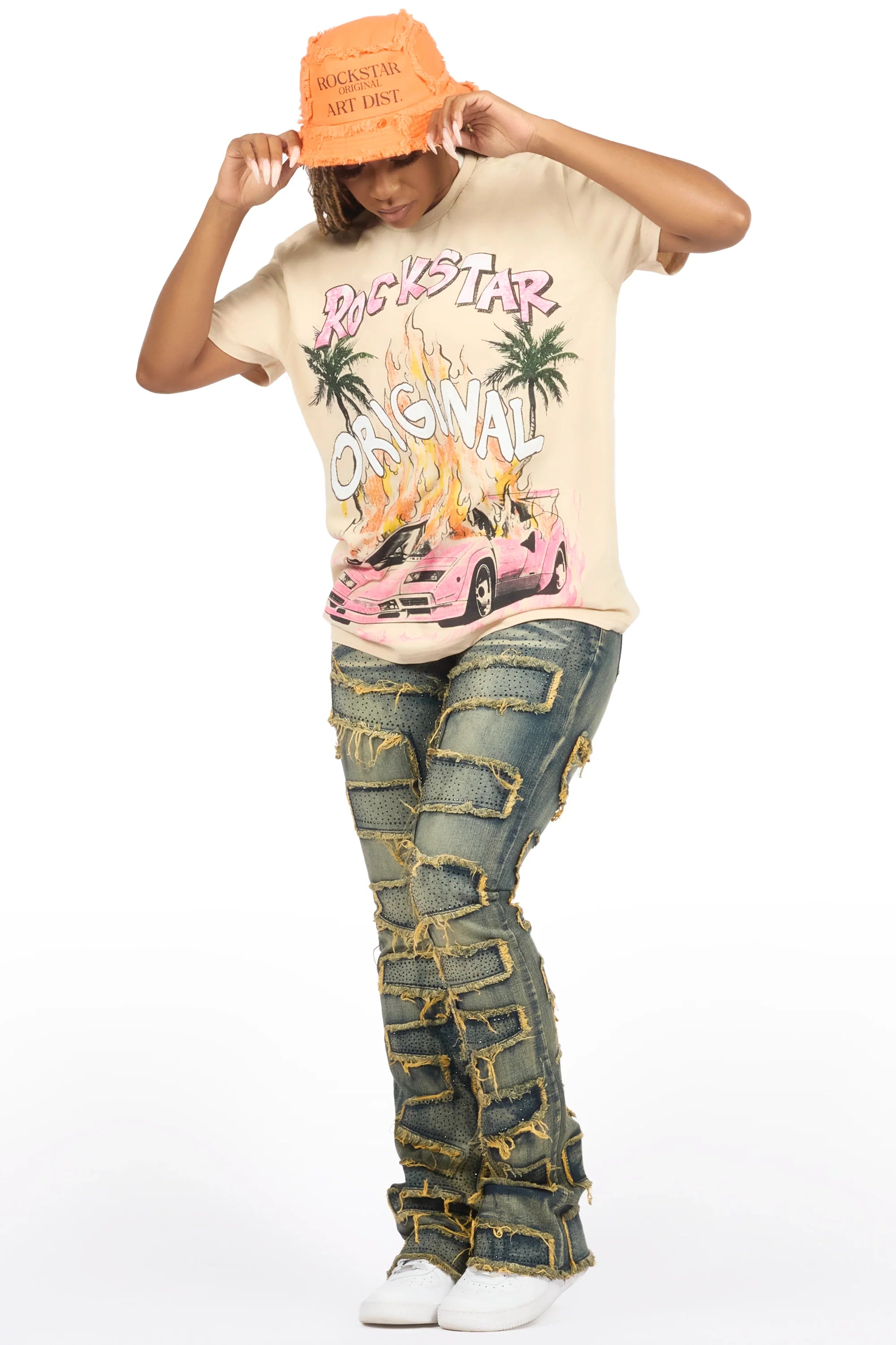 Moniqa Vintage Sand Oversized T-Shirt