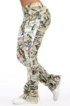 Raeshell Tree Camo Painted Stacked Jean