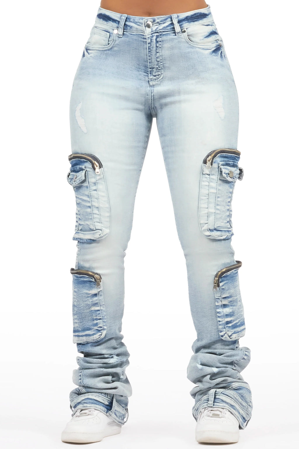 Alisson Light Wash Cargo Super Stacked Jean