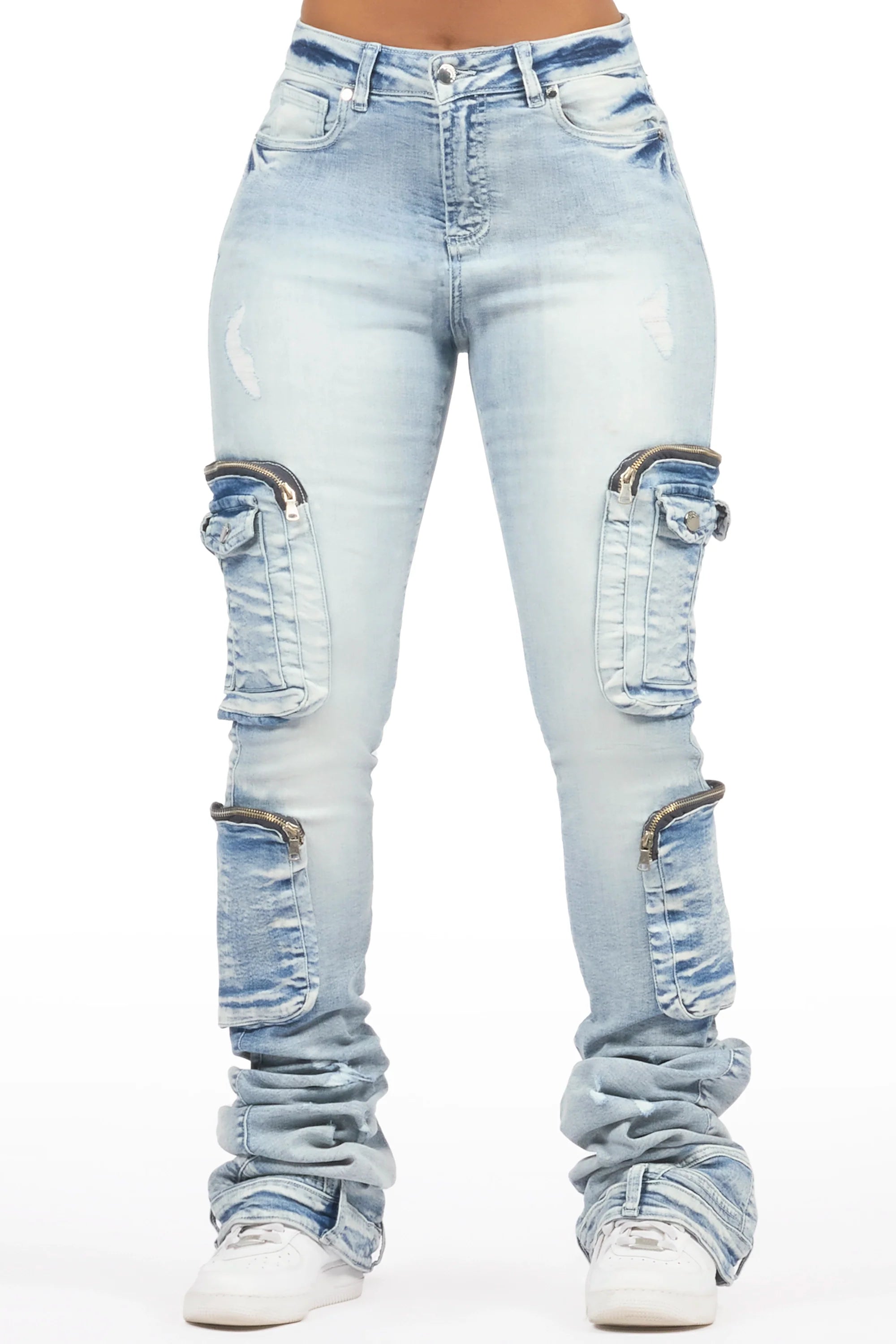 Alisson Light Wash Cargo Super Stacked Jean