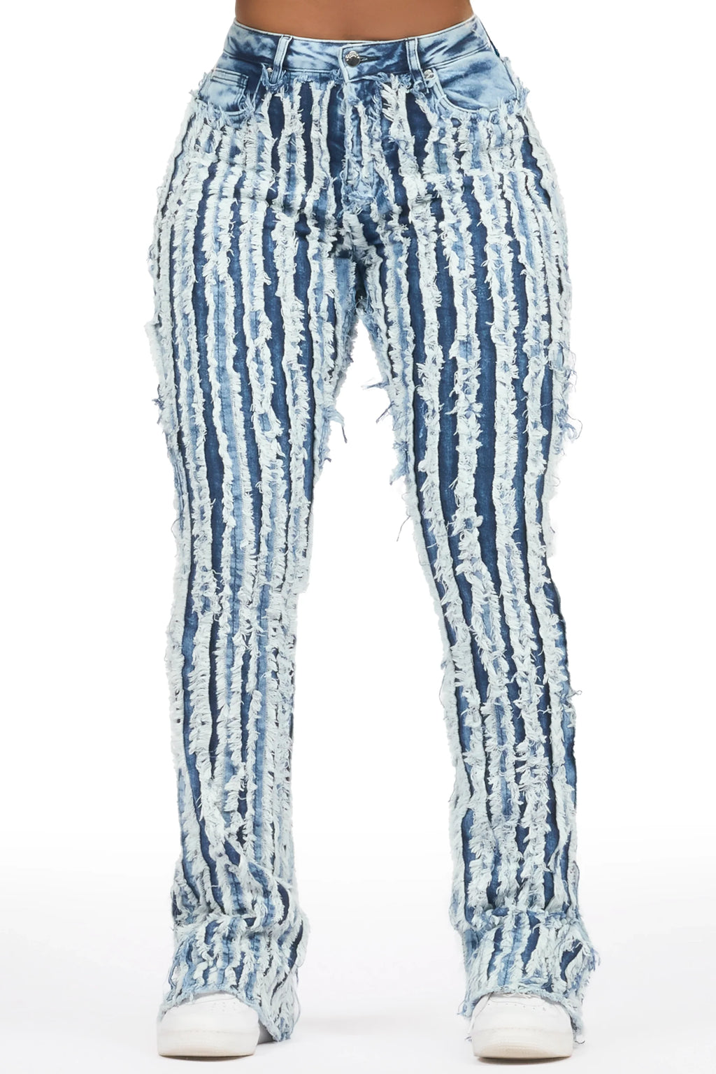 Natalia Med. Wash Stacked Flare Jean