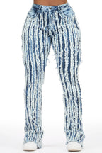 Natalia Med. Wash Stacked Flare Jean