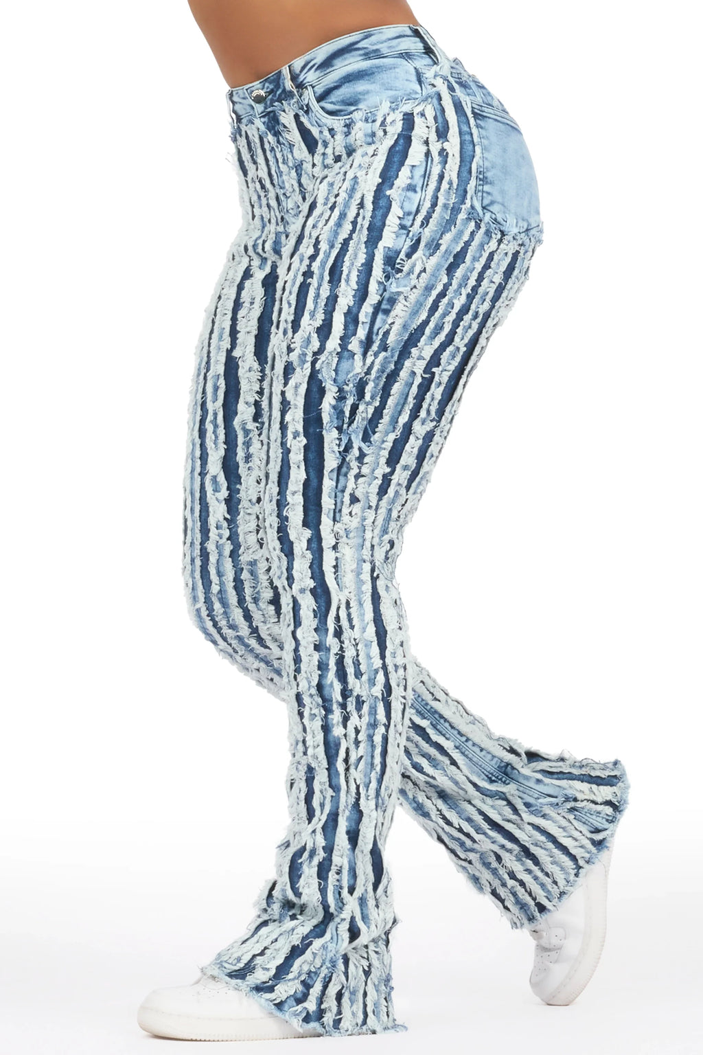 Natalia Med. Wash Stacked Flare Jean