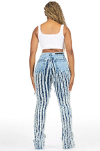 Natalia Med. Wash Stacked Flare Jean