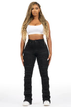 Ramia Black Stacked Flare Jean