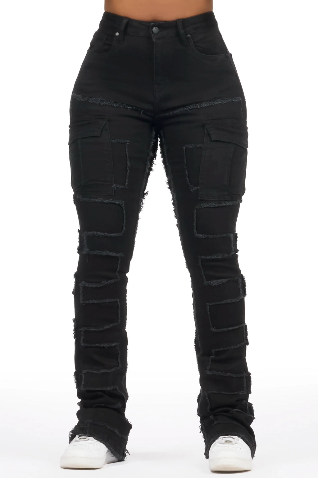 Ramia Black Stacked Flare Jean