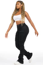Ramia Black Stacked Flare Jean