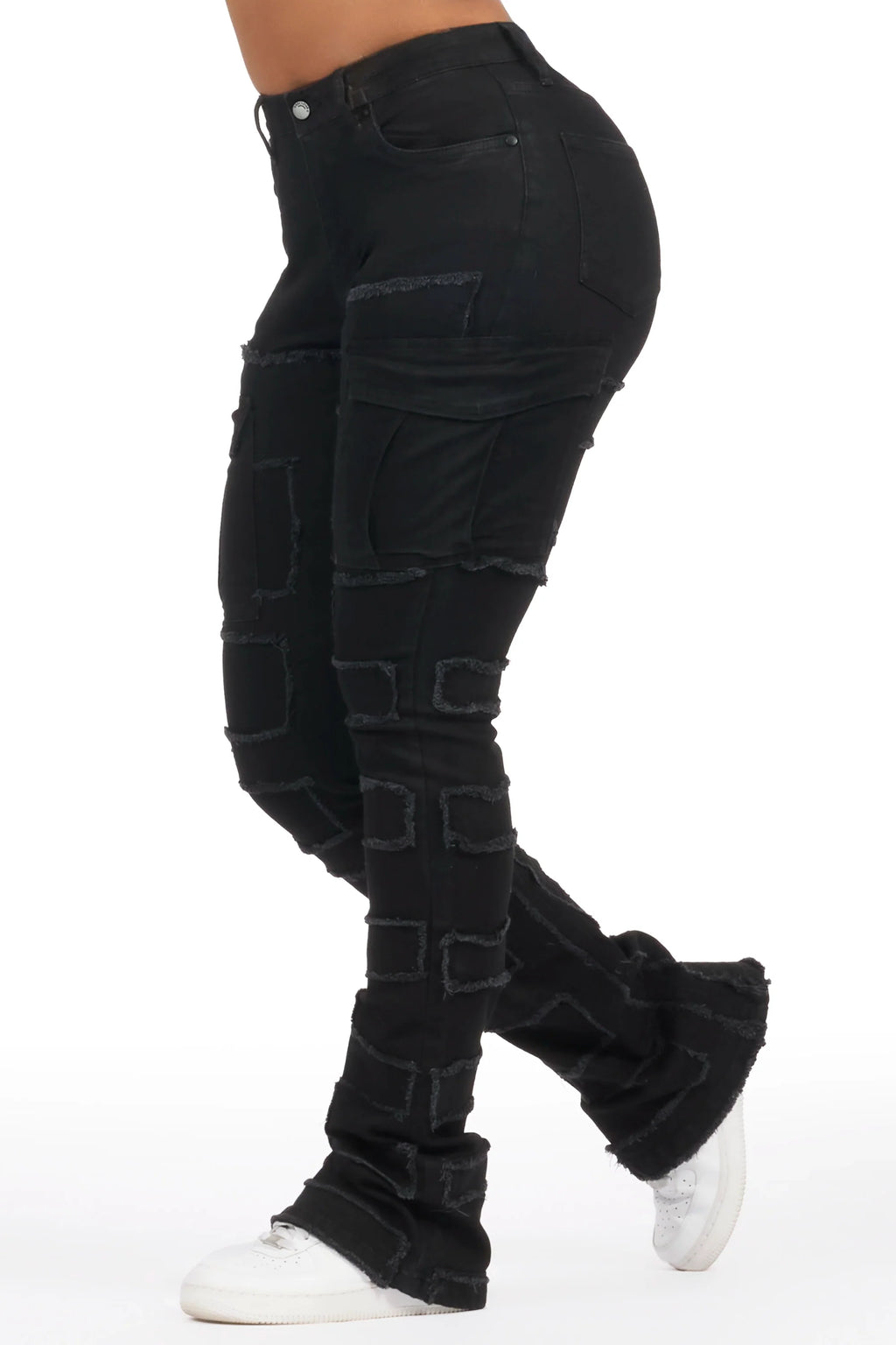 Ramia Black Stacked Flare Jean