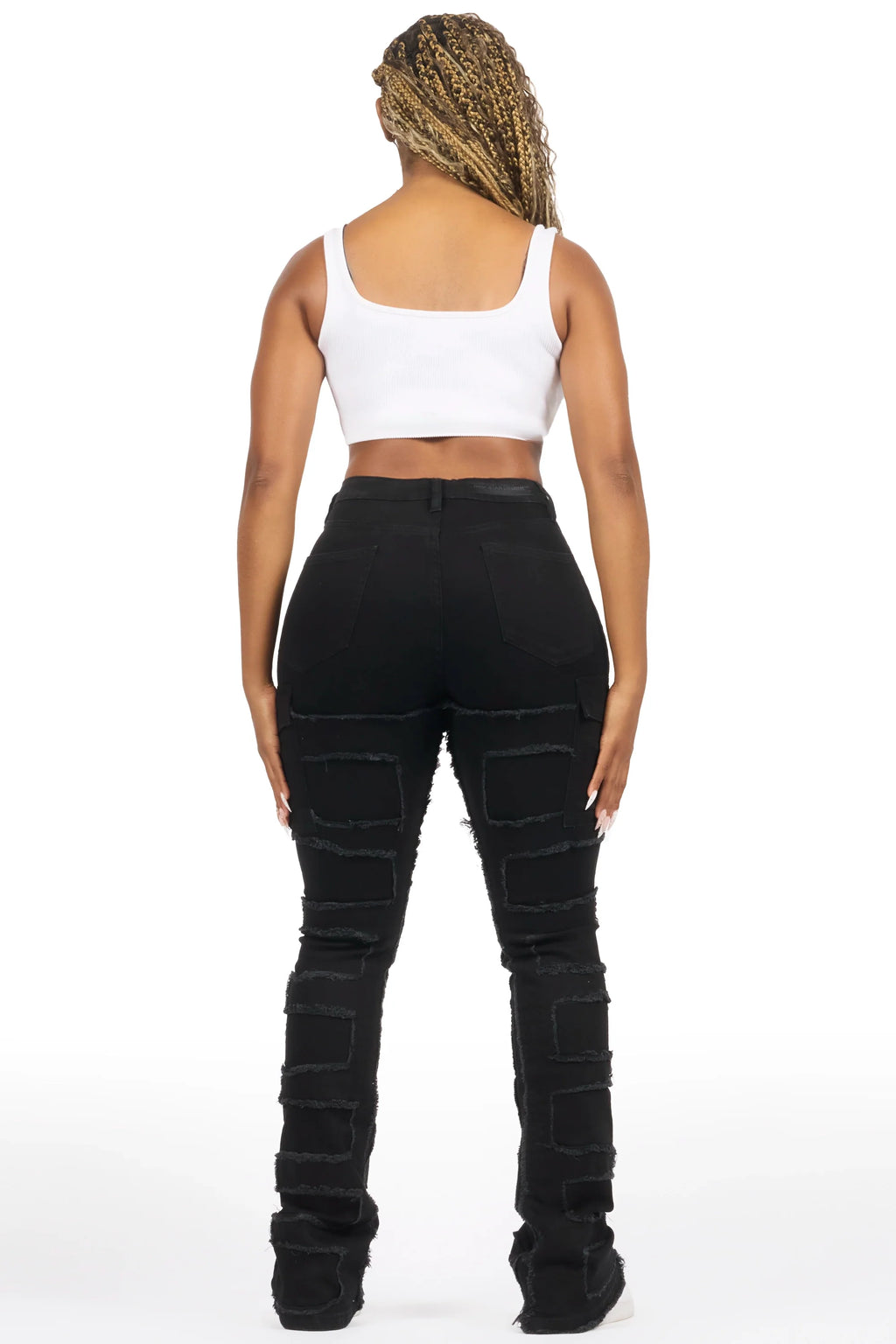 Ramia Black Stacked Flare Jean