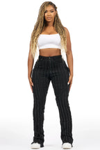 Natalia Black Stacked Flare Jean