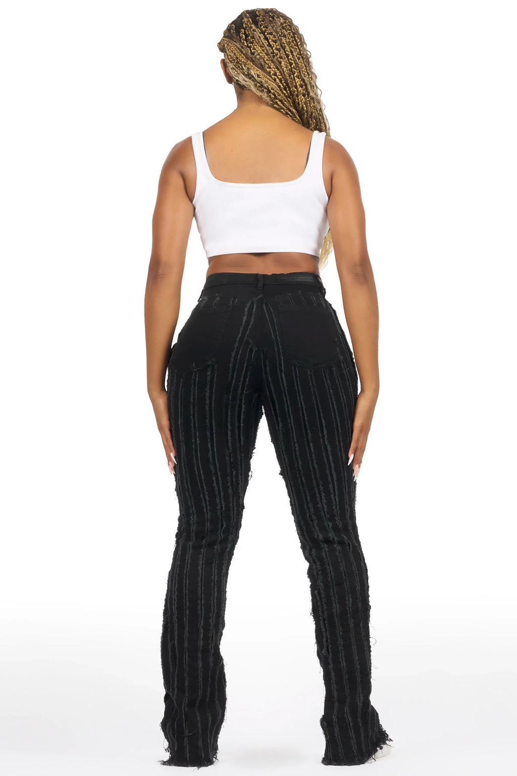 Natalia Black Stacked Flare Jean