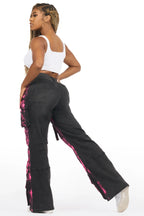 Alliyha Black Painted Wide Leg Jean