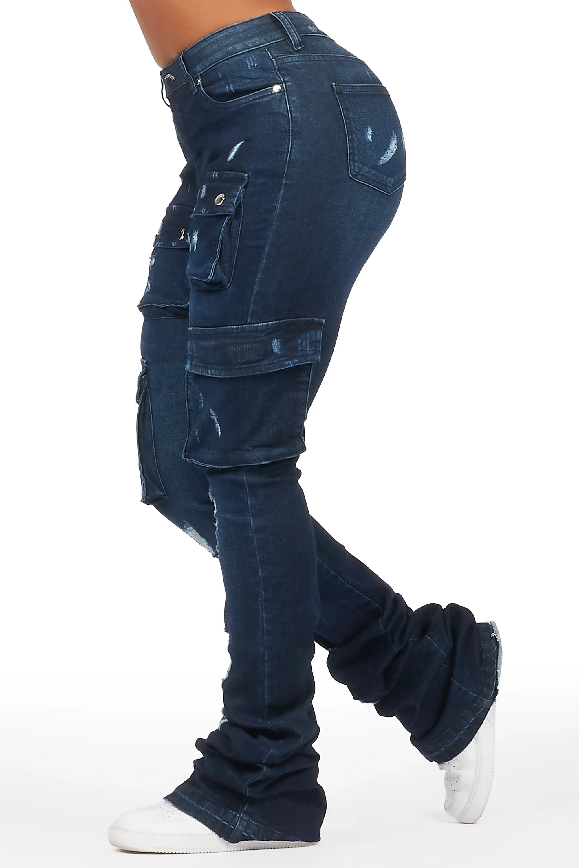 Noor Dark Wash Cargo Super Stacked Jean