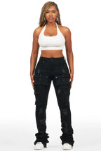 Noor Black Cargo Super Stacked Jean