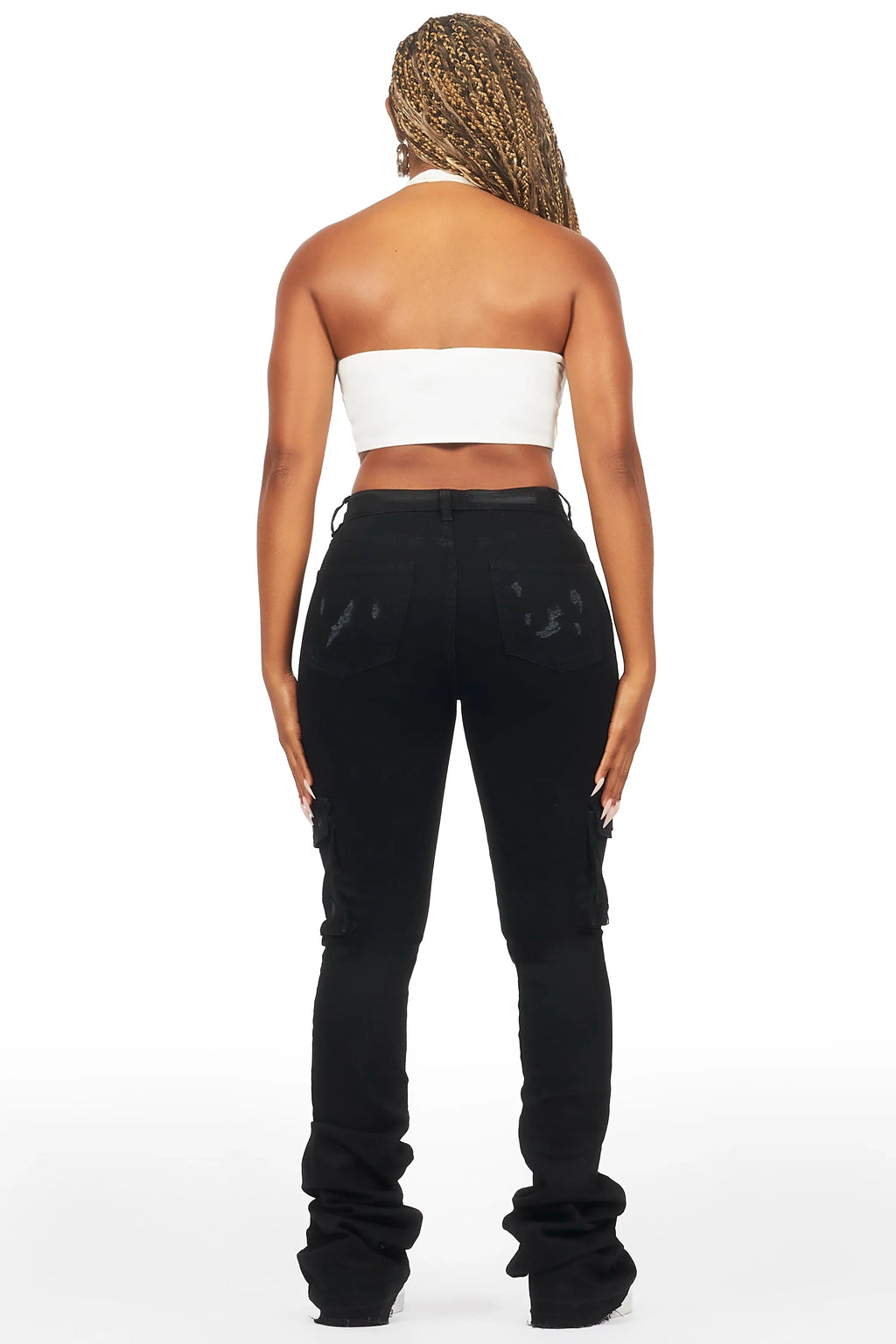 Noor Black Cargo Super Stacked Jean