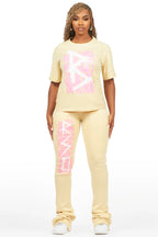 Nahomy Beige T-Shirt Trackset