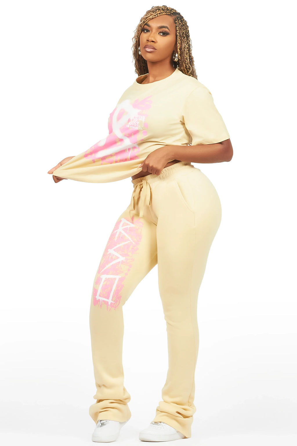 Nahomy Beige T-Shirt Trackset