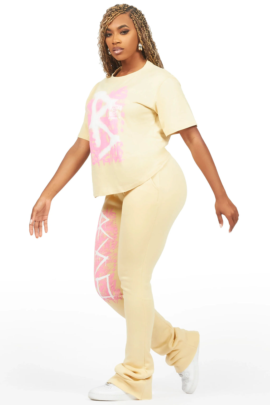 Nahomy Beige T-Shirt Trackset