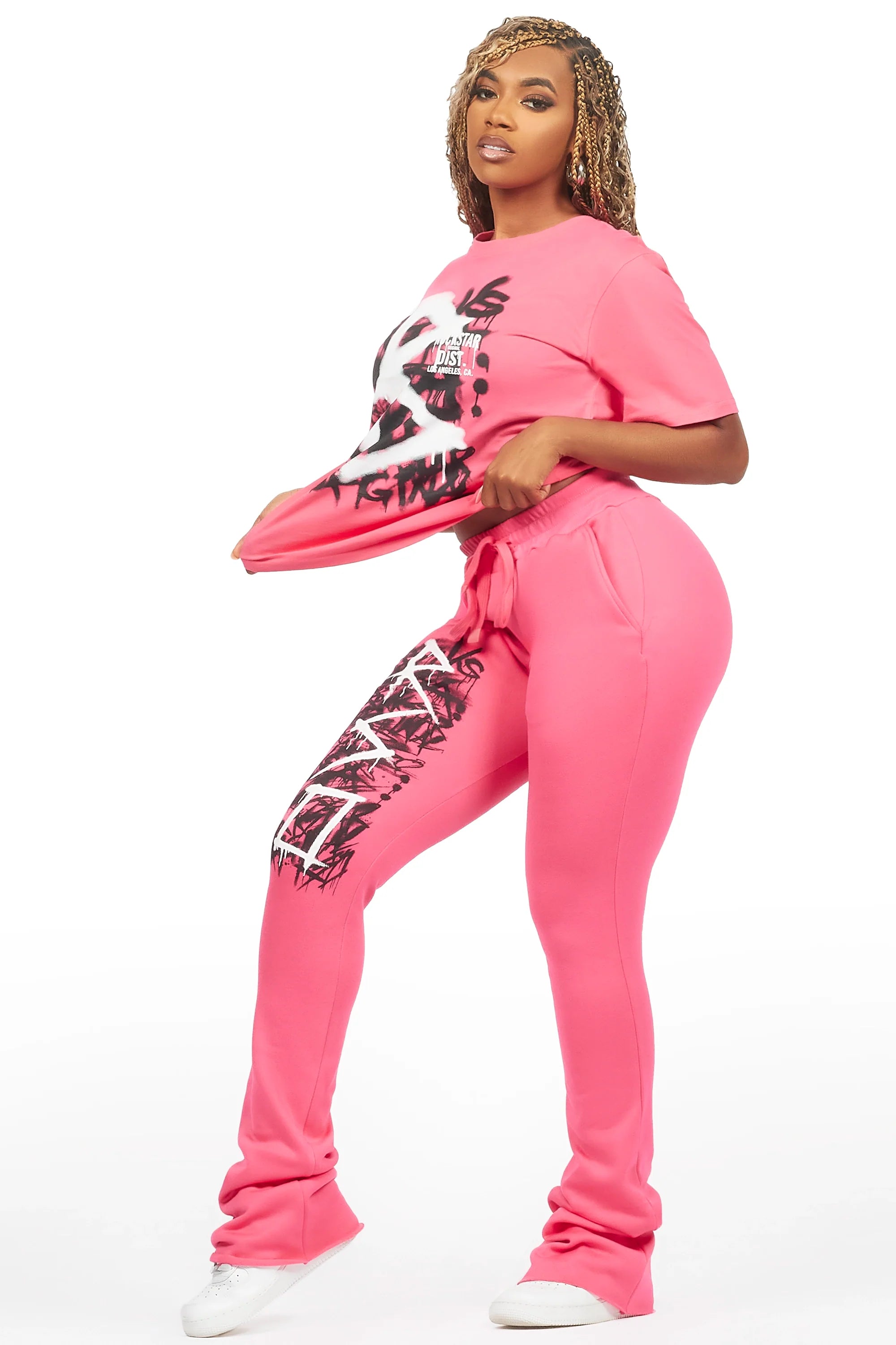 Nahomy Hot Pink T-Shirt Trackset