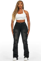 Sinayah Black Stacked Flare Jean
