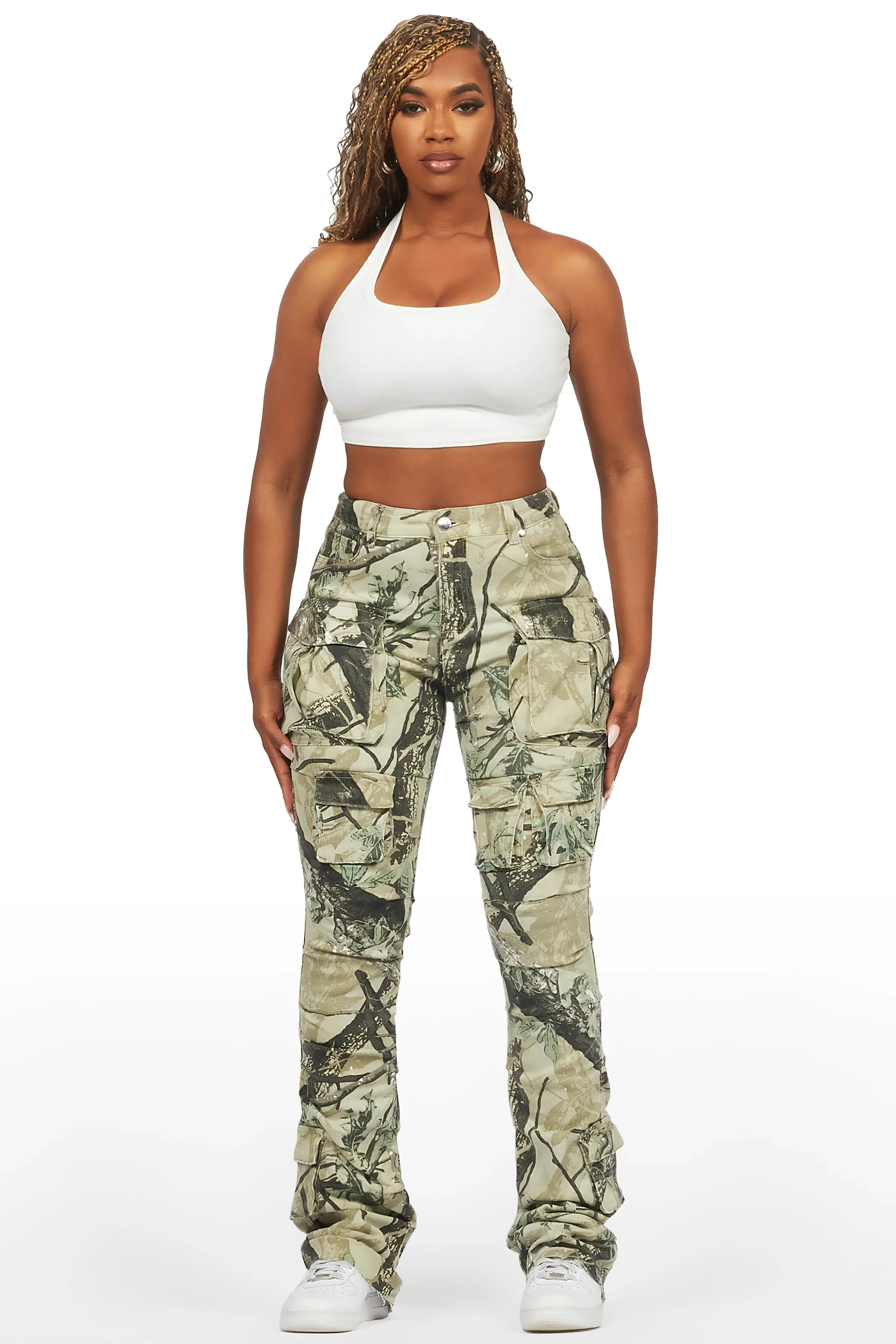 Chabria Tree Camo Stacked Flare Jean