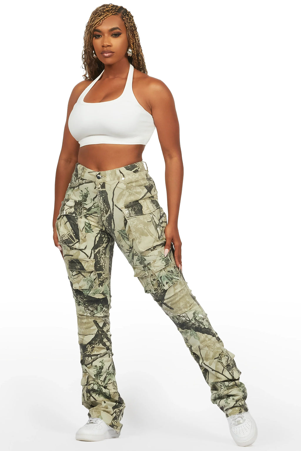 Chabria Tree Camo Stacked Flare Jean