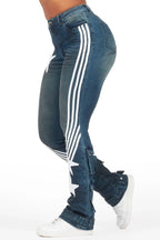 Jaziya Dark Wash Stacked Flare Jean